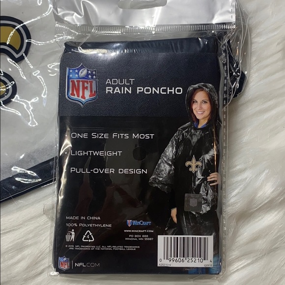3-pc Set, New Orleans ‘SAINTS’ NFL Clear Tote/Bag, Adult Poncho, Keystrap, NWTag - Picture 13 of 15